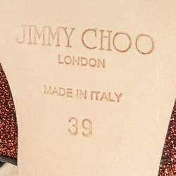 مملوكة مسبقًا Jimmy Choo Rust Lurex Fabric Emily Sandals Size 39