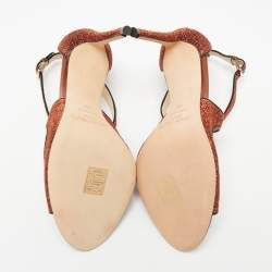 مملوكة مسبقًا Jimmy Choo Rust Lurex Fabric Emily Sandals Size 39