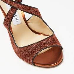 مملوكة مسبقًا Jimmy Choo Rust Lurex Fabric Emily Sandals Size 39