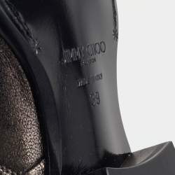Pre Owned Jimmy Choo Metallic Dark Brown Leather Jimi Ankle Boots Size 39
