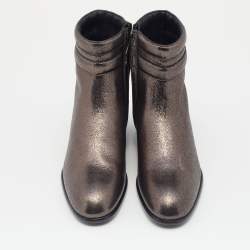 Jimmy Choo Metallic Dark Brown Leather Jimi Ankle Boots Size 40
