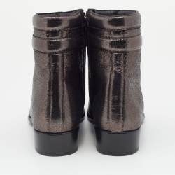 Jimmy Choo Metallic Dark Brown Leather Jimi Ankle Boots Size 40