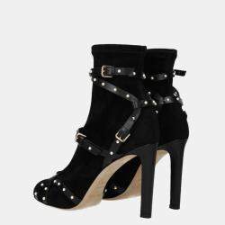 Pre Owned Jimmy Choo Black Brianna Studded Ankle Boots Size US 7 EU 37.5
