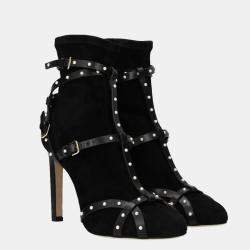 Pre Owned Jimmy Choo Black Brianna Studded Ankle Boots Size US 7 EU 37.5