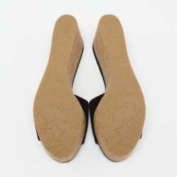 Pre Owned Jimmy Choo Black Suede Cork Wedge Platform Slide Sandals Size 39