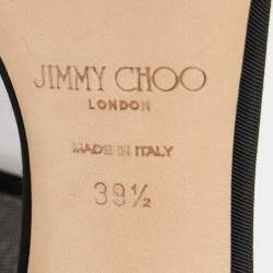 Pre Owned Jimmy Choo Black Fabric and Mesh Aveline Ankle-Strap Sandals Size 39.5