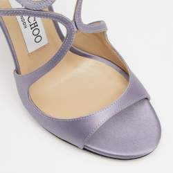 Pre Owned Jimmy Choo Light Purple Satin Lang Ankle Strap Sandals Size 36