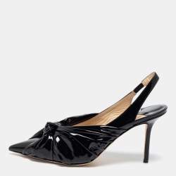 Pre Owned Jimmy Choo Black Patent Leather Annabelle Slingback Sandals Size 39