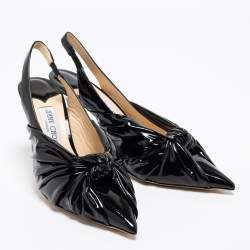 Pre Owned Jimmy Choo Black Patent Leather Annabelle Slingback Sandals Size 39