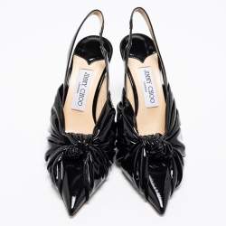 Pre Owned Jimmy Choo Black Patent Leather Annabelle Slingback Sandals Size 39