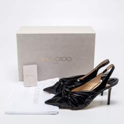 Pre Owned Jimmy Choo Black Patent Leather Annabelle Slingback Sandals Size 39