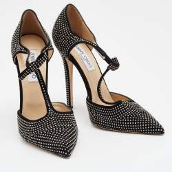 مملوكة مسبقًا Jimmy Choo Black Studded Suede Talan T Strap Pointed Toe Pumps Size 40