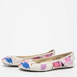 Pre Owned Jimmy Choo Multicolor Canvas And Leather Ballet Flats Size 37.5