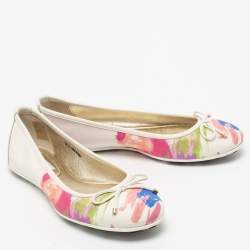 Pre Owned Jimmy Choo Multicolor Canvas And Leather Ballet Flats Size 37.5