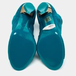 Pre Owned Jimmy Choo Teal Cutout Suede Tamber Ankle Strap Sandals Size 38