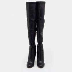 Pre Owned Jimmy Choo Black Leather Toni Over the Knee Boots Size 41