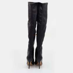 Pre Owned Jimmy Choo Black Leather Toni Over the Knee Boots Size 41