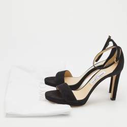 Pre Owned Jimmy Choo Black Suede Ankle Strap Sandals Size 38.5