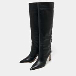 مملوكة مسبقًا Jimmy Choo Black Leather Over Knee Length Boots Size 38 