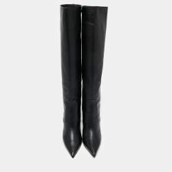 مملوكة مسبقًا Jimmy Choo Black Leather Over Knee Length Boots Size 38 