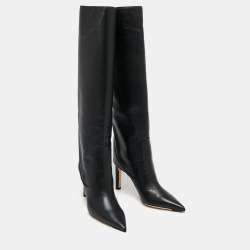 مملوكة مسبقًا Jimmy Choo Black Leather Over Knee Length Boots Size 38 