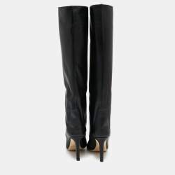 مملوكة مسبقًا Jimmy Choo Black Leather Over Knee Length Boots Size 38 