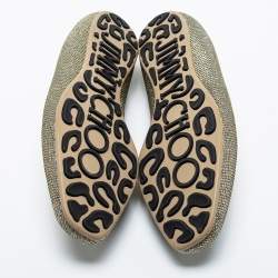 Jimmy Choo Gold Lurex Fabric Sloane Smoking Slippers Size 36.5