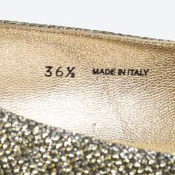 Jimmy Choo Gold Lurex Fabric Sloane Smoking Slippers Size 36.5