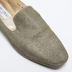 Jimmy Choo Gold Lurex Fabric Sloane Smoking Slippers Size 36.5