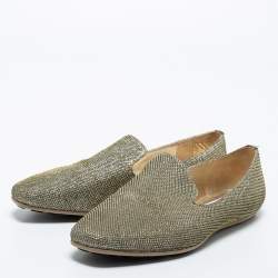 Jimmy Choo Gold Lurex Fabric Sloane Smoking Slippers Size 36.5