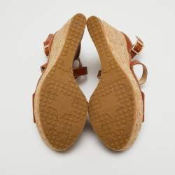 Pre Owned Jimmy Choo Brown Leather Cork Wedge Sandals Size 41