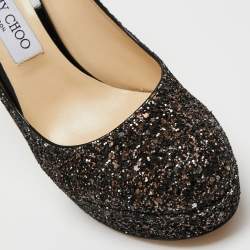 Pre Owned Jimmy Choo Metallic Black Glitter Victoria Pumps Size 40