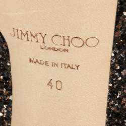 Pre Owned Jimmy Choo Metallic Black Glitter Victoria Pumps Size 40