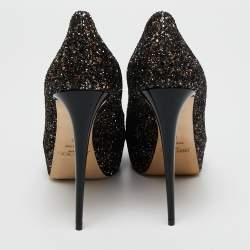 Pre Owned Jimmy Choo Metallic Black Glitter Victoria Pumps Size 40