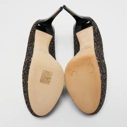 Pre Owned Jimmy Choo Metallic Black Glitter Victoria Pumps Size 40