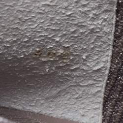 Pre Owned Jimmy Choo Grey/Pink Stretch Fabric and Fur Norway Sneakers Size 40