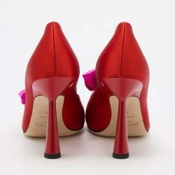Pre Owned Jimmy Choo Orange/Pink Satin Lyz Embellished Pumps Size 38