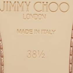 Pre Owned Jimmy Choo Metallic Pink Leather Ballet Flats Size 38.5