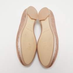 Pre Owned Jimmy Choo Metallic Pink Leather Ballet Flats Size 38.5