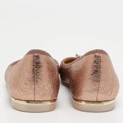 Pre Owned Jimmy Choo Metallic Pink Leather Ballet Flats Size 38.5