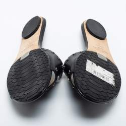 Pre Owned Jimmy Choo Black Leather Studded Nanda Flat Slides Size 39