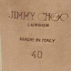 مملوكة مسبقًا Jimmy Choo Metallic Silver Glitter and Leather Sandals Size 40