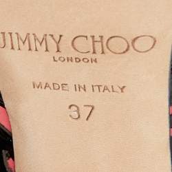 Pre Owned Jimmy Choo Black/Pink Mesh and Patent Leather Boots Size 37