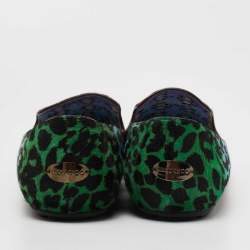 Jimmy Choo Multicolor Leopard Print Calf Hair Embroidered Smoking Slippers Size 39