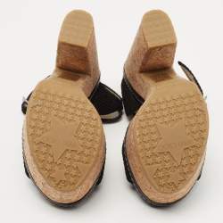 Pre Owned Jimmy Choo Black Textured Suede Naylor Cork Platform Sandals Size 35