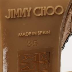 Pre Owned Jimmy Choo Black Textured Suede Naylor Cork Platform Sandals Size 35