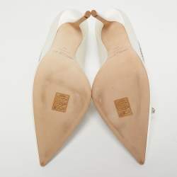 Pre Owned Jimmy Choo White  Satin Love Pumps Size 40