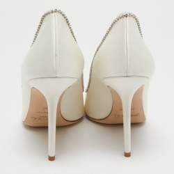Pre Owned Jimmy Choo White  Satin Love Pumps Size 40