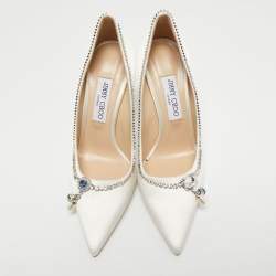 Pre Owned Jimmy Choo White  Satin Love Pumps Size 40