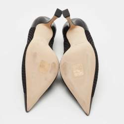 Pre Owned Jimmy Choo Black Leather and Mesh Pointed Toe Pumps Size 38